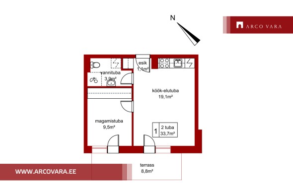 Müüa korter Meloni  33-1, Supilinn, Tartu linn, Tartu maakond