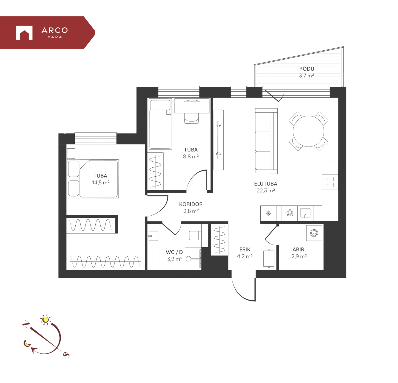 Müüa korter Spordi  3a-21, Kristiine linnaosa, Tallinn, Harju maakond