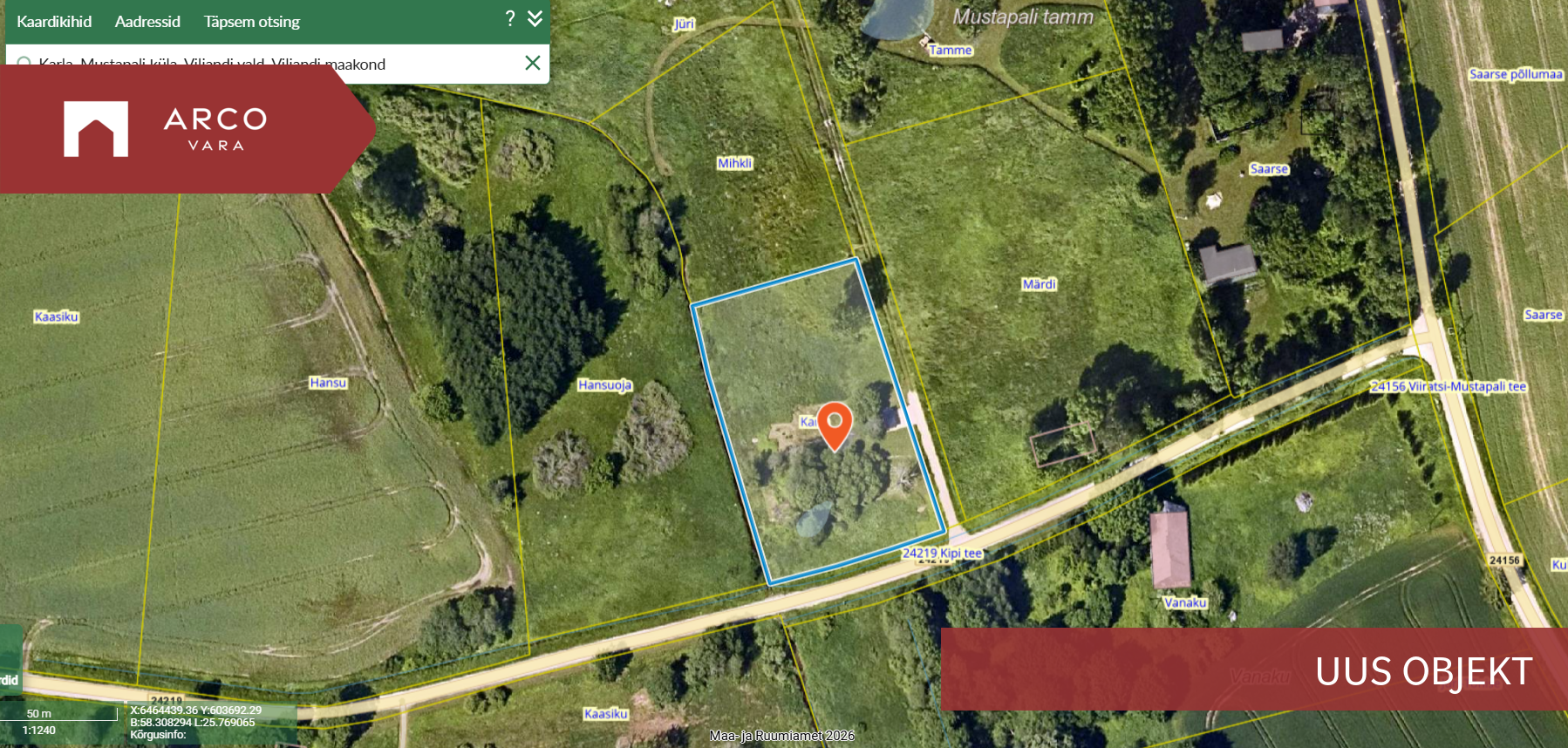For sale - land Karla, Mustapali küla, Viljandi vald, Viljandi maakond